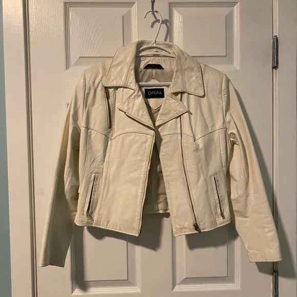 Opera Vintage White Leather Jacket - Picture 3 of 4